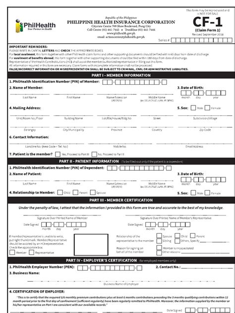 Philhealth Claim Form 1 .